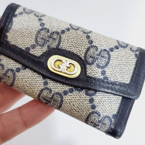 GUCCI auth GG monogram VTG key case hook blue - Picture 11 of 14